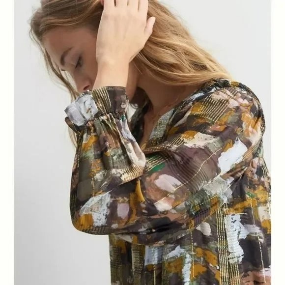 Anthropologie • Blair Metallic Shimmer Smocked Maxi Dress || Medium - Picture 3 of 7